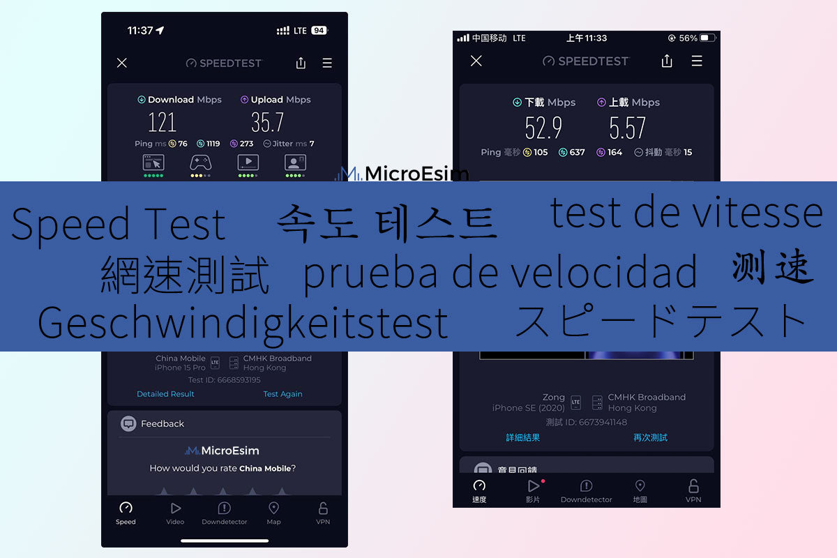 Speed test for Mainland China eSIM TikTok ChatGPT